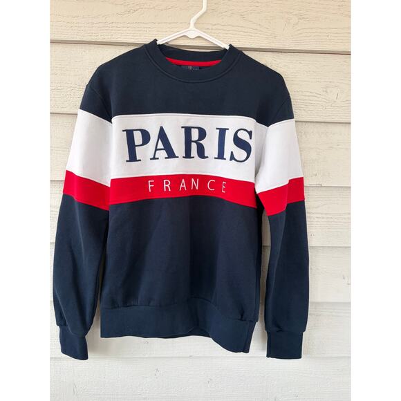 Paris France Colorblock Sweatshirt – Navy White Red – Made in Europe – Size Smal - Picture 3 of 9